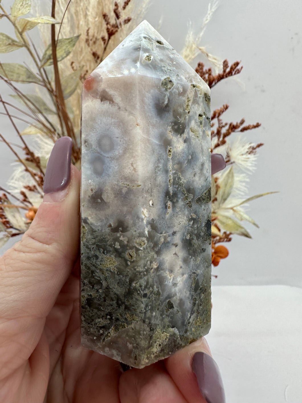 Flower and Moss Agate Tower